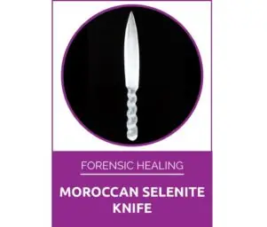 Forensic Healing Hand-Crafted Selenite Coded Moroccan Knife