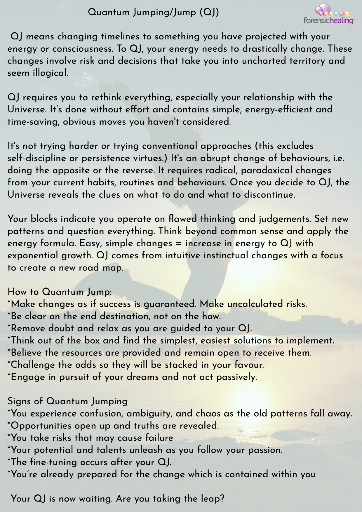 what is quantum jumping or leaping and how to quantum jump